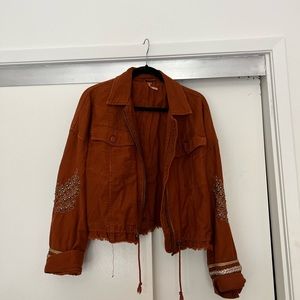 Free People Rust Embellished Jacket